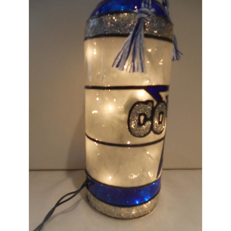 Dallas Cowboys inspired Wine Bottle Lamp Stained Glass look Lighted
