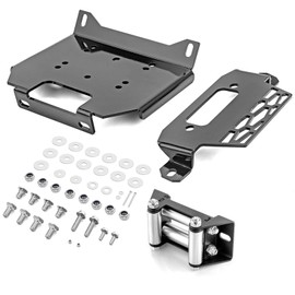 ROMELACK Winch Mount Bracket Plate with 4 7/8"(124MM) Winch Roller Fairlead Cable Guide for 2000-3500 LBS Compatible with Polaris RZR XP Turbo General 900 1000 2014-2019