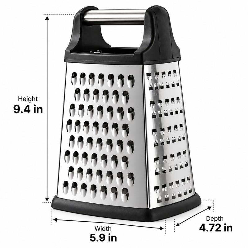 4-Sided Stainless Steel Box Grater for Vegetable Prep – Multi-Surface