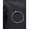 LuxGoth Stainless Steel Figaro Link Chain Bracelet Diamond-Cut Figaro Chain