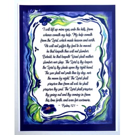 I will lift up mine eyes Psalm 121 8x11 Bible scripture poster - Heartful Art by Raphaella Vaisseau