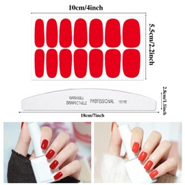 YECIRALA 12 Sheets 168 Pcs Red Solid Nail Polish Strips for Women Nails Stickers Full Nail Wraps Mix-Design Nail Polish Stickers Stick On Nails Self Adhesive Nail Decal Strips with Nail File