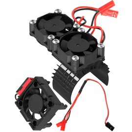 RCHuiWow RC VXL-3s ESC Cooling Fan Heat Sink w/Dual Fan Heat Sink Upgrades Part for 1/10 Slash Rustler Stampede 4x4 VXL 4WD,High Velocity Fan Heatsink Hops Up,Black