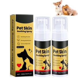2Pcs Pet Skin Soothing Spray for Dogs,Pet Skin Treatment Spray for Dogs and Cats - Nature Soothing Solution for It-chy Skin and Reduces Scratching,Pet Skin Soothing Spray for All Animals(50ml/1.69oz)