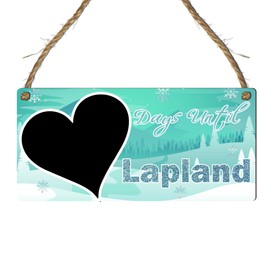 "Days Until Lapland" Countdown Plaque - Northern Lights & Winter Wonderland Chalkboard Sign for Christmas Holiday Countdown - Perfect Lapland Trip Decor for Families (Mint, Without Pen)