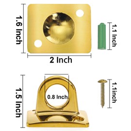Okllen Set of 4 Gold Large Loop Wall Plate, Heavy-Duty Zinc Alloy Crowd Control Stanchions Safety Barriers Hanging Circle Hook for Red Carpet Events, VIP Gatherings, Hotel Ropes, Easy to Install