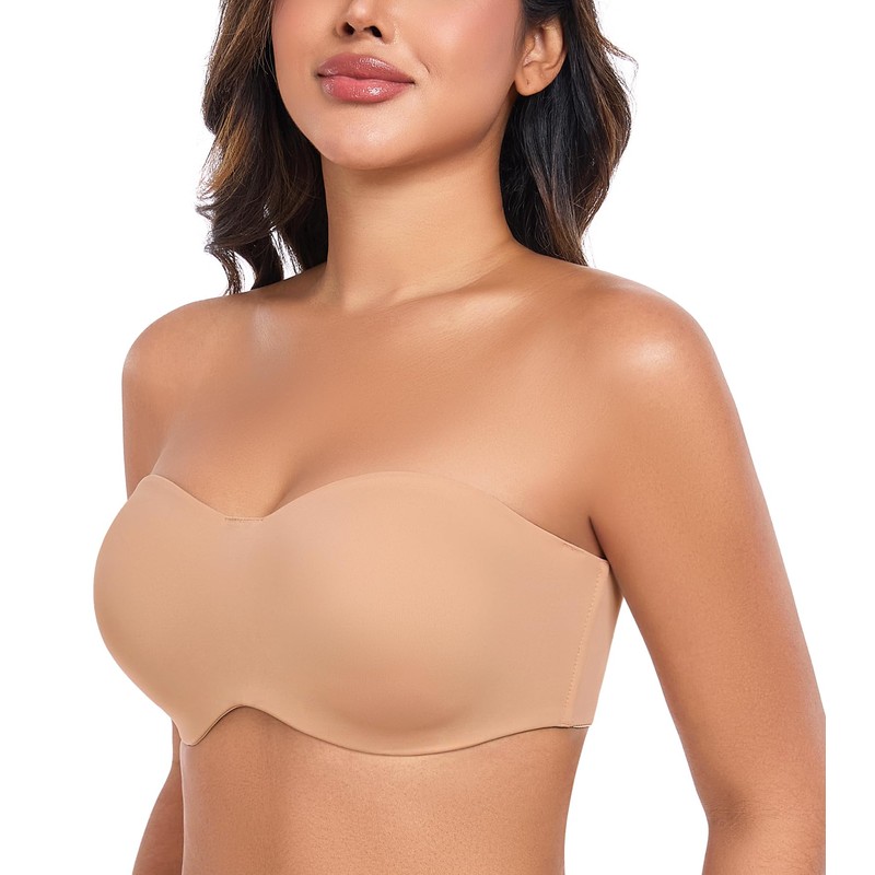 DotVol Women's Large Sizes Underwired Unpadded Bandeau Strapless Multiway Bra,