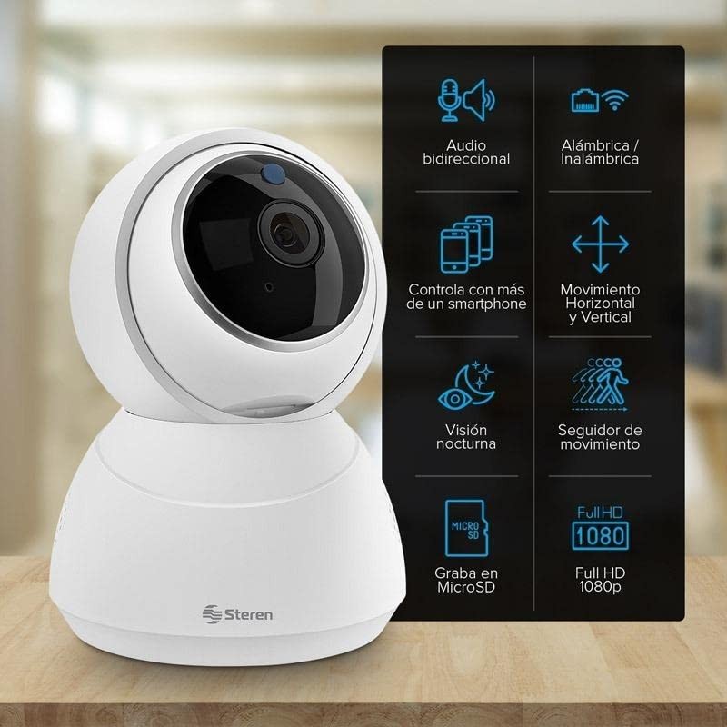 STEREN Cámara de Seguridad Wi-Fi Full HD robotizada con seguidor