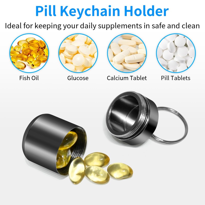Pill Keychain Holder- Small Pill Box Waterproof Pills Fob Organizer