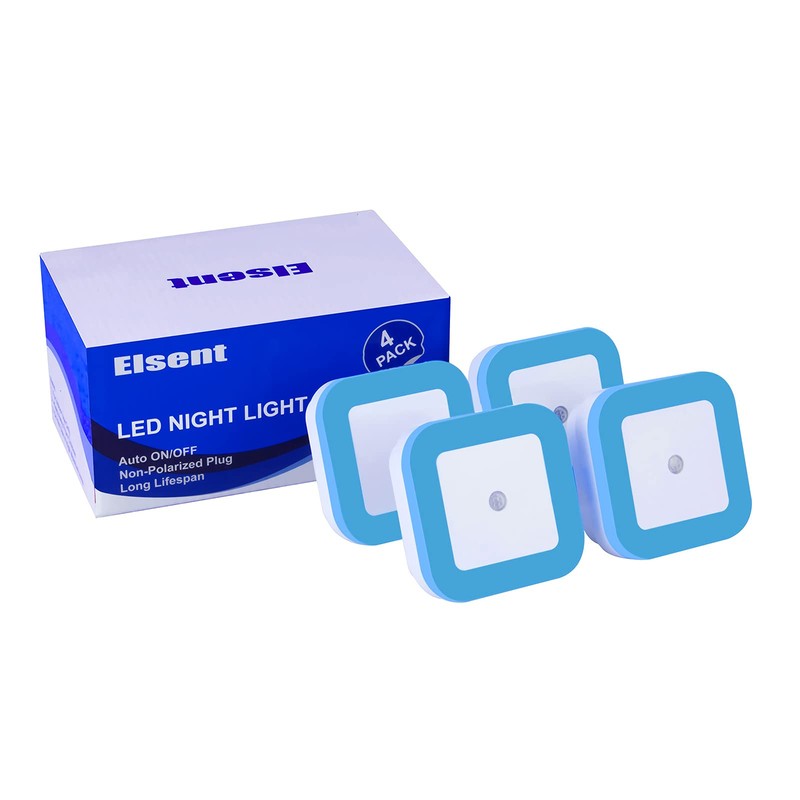 Elsent [ Pack of 4 ] Bright Blue Night Lights,