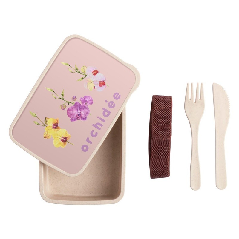 Fabulous Lunch Box Lunchbox mit Besteck, Rosa – Orchidee Blumen