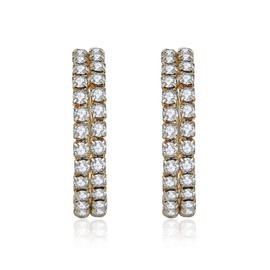 Kruckel Dangle Rhinestones Hoop Earring for Women - Sparkling Dance Round Shape Crystal Jewelry - Gifts for Wife, Girlfriend - Girls at Anniversary, Birthday, Valentines Day & Christmas - Gold Plated