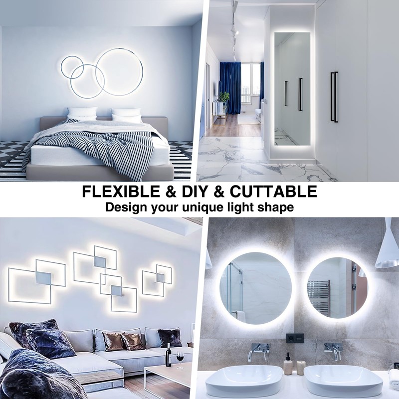 Onforu LED Strip Lights,39.37ft 6000K Dimmable Daylight White Tape Light,12m