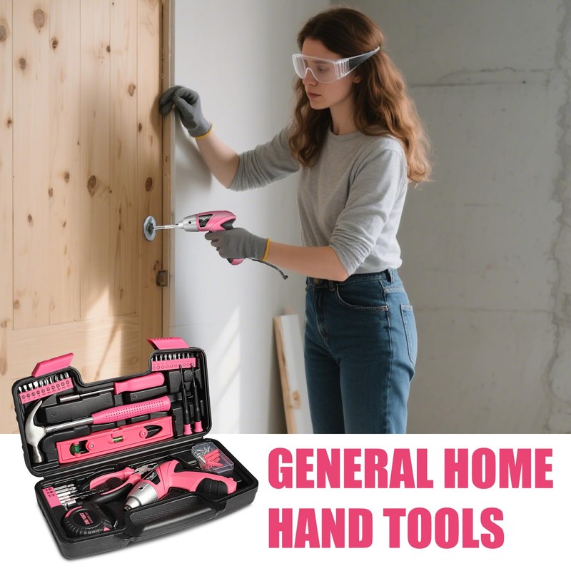 JENABOM Cordless Screwdriver Rechargeable 3.6V, Pink Tool Kit with Small