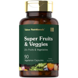 Tahoe Nutritionals Super Fruits and Veggies Capsules | 90 Count | Vegetarian, Non-GMO and Gluten Free Supplement