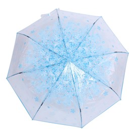 Plastic Transparent Folding Light Purple Cherry Flower Blossom Umbrella, Travel Clear Floral Rain Umbrella Outdoor Fashionable Windproof for Adult Kids Girls Princess Women (Blue)