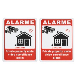 Be In Your Mind Pack of 2 Video Surveillance Warning Signs Reflective Aluminium for Outdoor Use 24 Hours Video Surveillance Warning Sign 20 x 15 cm (English)