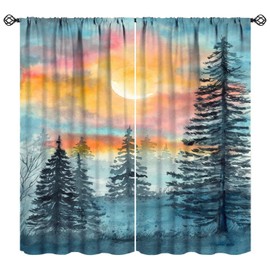 JESTRONRY - Cortina de acuarela, caravana, remolques de viaje, bosque, campo, campamentos, tratamientos para ventanas para recámara de niños, sala de estar, decoración de paisaje natural, decoración