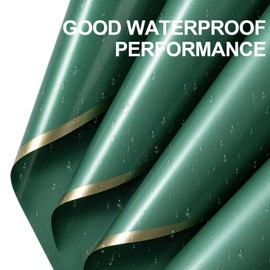 WRAPAHOLIC 20 Sheets Flower Wrapping Paper - 22.4 x 22.4 inch Green with Gold Edge Water-Resistant Floral Bouquet Wrapping Paper, Florist Supplies Packaging Paper for Wedding Birthday Gift DIY