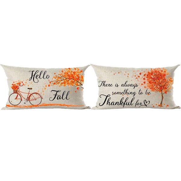 Ramirar Set of 2 Orange Maple Tree Leaves Bicycle Bike