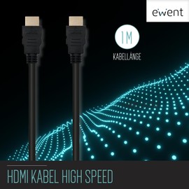 Ewent EC1320 - HDMI Cable with High Speed - Video Resolution 4K and 8K - Compatible with HD Electronic Devices - 1 m - Colour Black