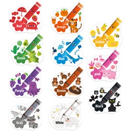 JUESMOS Color Poster for Classroom 11PCS Color Cutouts Bulletin Board Set Fruit Animal Plant Word Color Poster for Toddler Kids Learning Colors Family Nursery Preschool Classroom Decoration Supplies