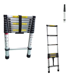 Telescoping Ladder Extension 2.6m/8.5FT Aluminum Foldable Industrial Compact Loft Ladder Household Daily or Emergency Use Portable Extendable Step Ladders 330 lb Large Loading Capacity