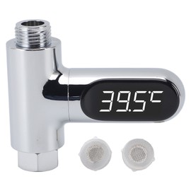 Shower Thermometer LED Display Water Temperature Meter Electroplate ABS Shower Water Thermometer for Infant Baby Bath 5℃‑85℃ 10 X 8 X 3cm / 3.9 X 3.1 X 1.2in