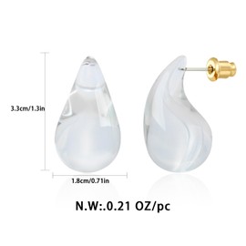 HolidayQbee Teardrop Earrings Dupes Earrings Waterdrop Earrings for Women Chunky Drop Earrings Waterdrop Dangle Earrings Fashion Jewelry