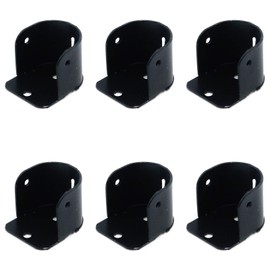 Coshar 6pcs Closet Rod Bracket Curtain Pole Sockets Flange Rod Holeder with Screws, Fit 1.0 Inch Diameter Pole, Black