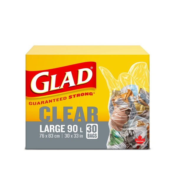 Glad CLEAR GARBAGE BAGS - 90L, 30EA