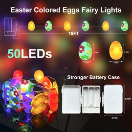 chzk 2 Pack16FT 50LEDs Spring Egg Fairy Lights Decoration String Lights Battery Operated, Easter Decor for Indoor Outdoor Easter Eggs Party (2, Egg)