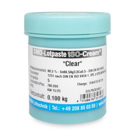 by FELDER Lead Free SMD Soldering Paste ISO Cream Clear REL0 SAC305 Sn96.5Ag3Cu0.5 Type 5 (15-25µm) 217-219°C 100g Tin - Electronics Industry GOLP5C0100LF