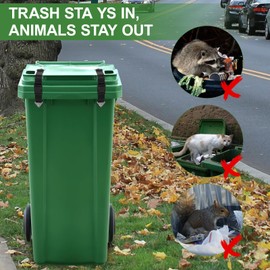 Raccoon Resistant Trash Can Lock Strap - Prevent Animal Rummaging & Secure Lid, Windproof Garbage Can Lock for Outdoor Use - 4-Piece Set