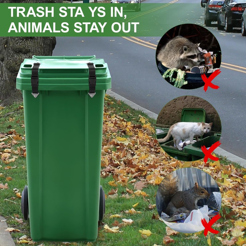 Raccoon Resistant Trash Can Lock Strap - Prevent Animal Rummaging