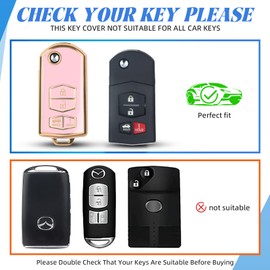 MILD EAST for Mazda Key Fob Cover, 4 Buttons Remote Car Key Cover Compatible with Mazda 3 6 8 CX-3 CX-5 CX-7 CX-9 Miata MX-5 RX-8 (Gold-Pink)