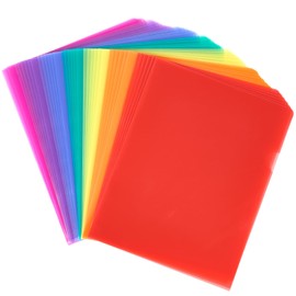 Sooez 15 Pack Clear Document Folder, Plastic Sleeves for Paper 8.5 x 11, Plastic File Folders Paper Sleeves Protector, Heavy Duty Poly File Jacket Sleeves Pocket Folder Cover,5 Assorted Colors