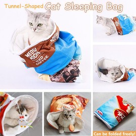 HANSOM Cat Tunnel Bag Toy Cat Sleeping Bagfor Indoor Cats Tunnel Crinkle Sack Bag Foldable Portable Durable,Interactive Cave Kitty Cats Kittens Toy (Popcorn)