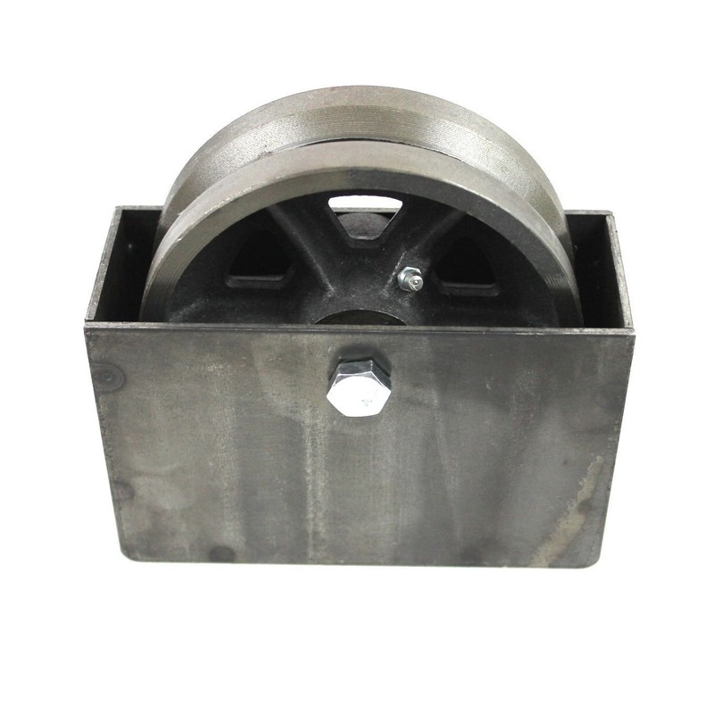 6" Cast Iron V-Groove Wheel with Weldable Steel Box for