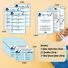 OXEDP Father's Day Games, Friendly Feud Game, Family Games for Father's Day, Family Feud Quiz, Fathers Day Party Ideas Blue Decoration -FTDF01