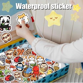 100 PCS Water Bottle Stickers for Kids, Cute Vinyl Aesthetic Waterproof Stickers for Laptop, Bumper, Skateboard, Water Bottles, Computer, Phone, Cartoon Anime Stickers (Cute Animals)
