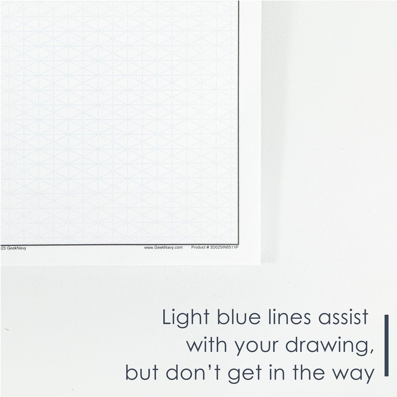 GeekNavy 11" x 17" Isometric Graph Paper 50 Sheets Portrait