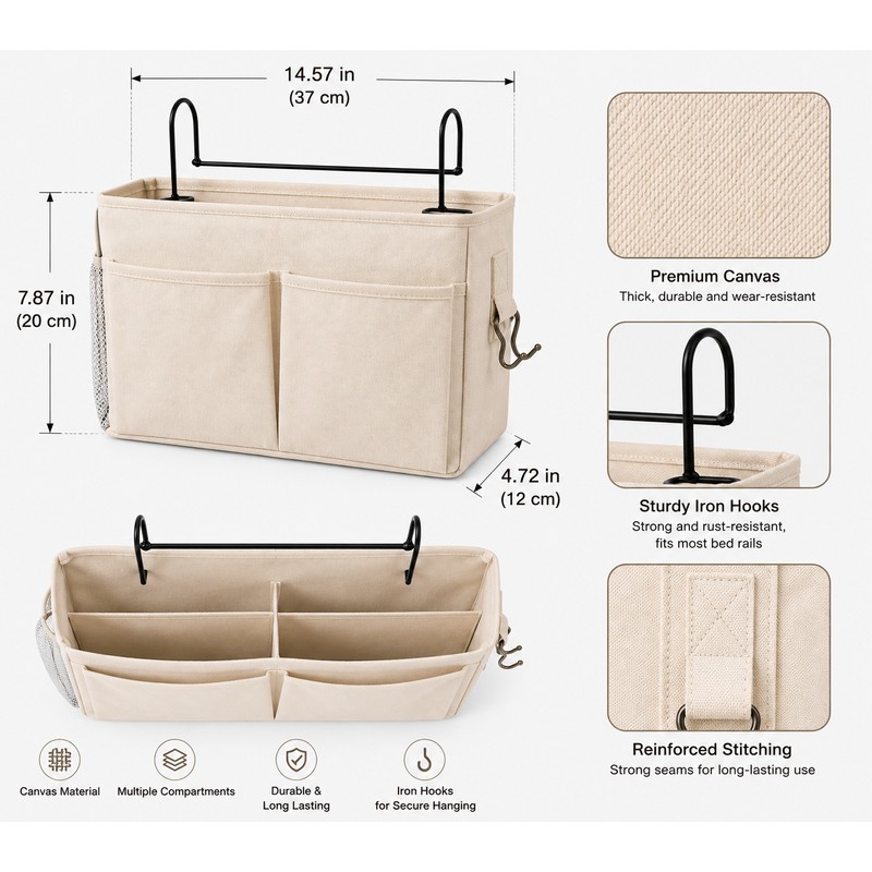Bedside Storage Caddy for Bunk Beds & Baby Cribs –