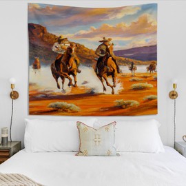 Knibeo Western Cowboy Tapestry Wall Hanging, Western Tapestry for Bedroom, Horse Tapestry, Country Tapestry, Western Wall Decor, 50x60 Inch