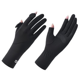 MEPOKI Women's UV Protection Gloves, UPF 50+ Certified, Cool Touch Feeling of 3-5°C, Long Design Provides Solid UV Protection to Your Wrist, 2 Finger Out Design, Easy to Work Detail, Anti-Slip Design,