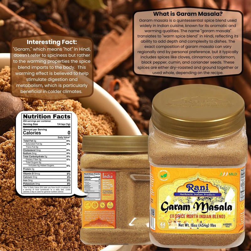 Rani Garam Masala Indian 11-Spice Blend 16oz (1lb) 454g PET