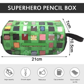 YCVBCY Anime Pencil Case, Double Zip Kids Large Capacity Pen Bag, c, Cartoon