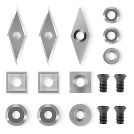 SWAWIS Set of 12 Indexable Inserts Carbide, Lathe Tool for Wood Lathes, Reversible Plates for Wood Turning Tools, Cutting Grinding, Finishing