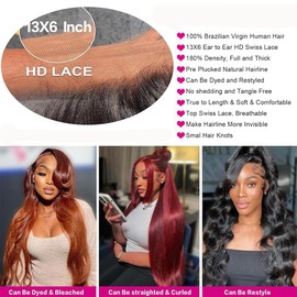 Arqyu Reddish Brown Lace Front Wigs Human Hair 13x6 Body Wave Lace Front Wigs Human Hair Pre Plucked 200% Density (13X6-350# Reddish Brown, 32 Inch)