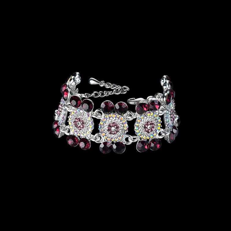 Women Fashion Classical Elegant Alloy Rhinestone Flower Bracelet Jewelry